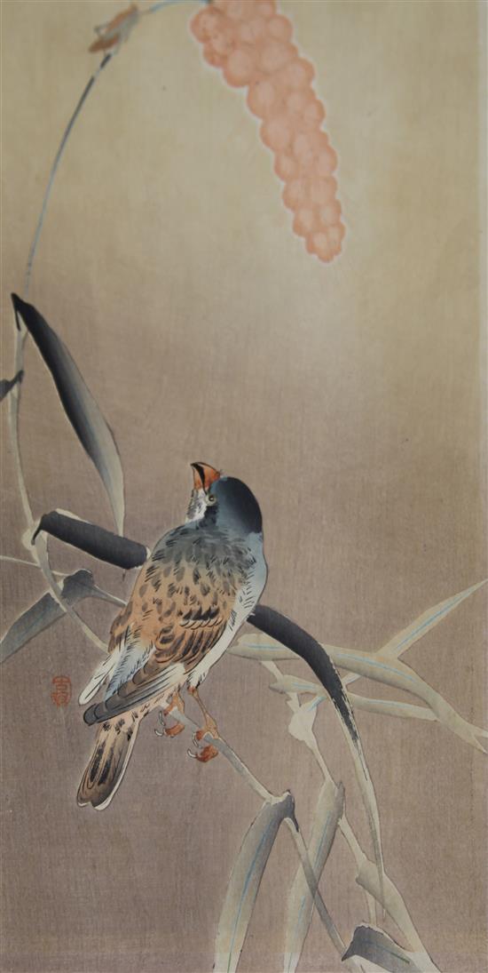 Ohara Koson (1877-1945), a group of seven ukiyo-e prints, one framed, ten mounted, varying condition (12)